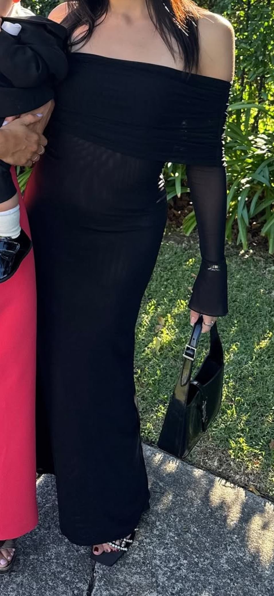 Meshki Josie Off Shoulder Mesh Maxi Dress - Black | Size XS | RRP $130