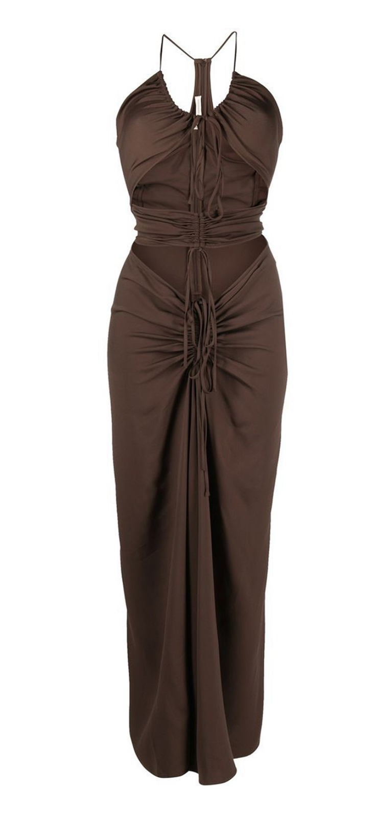 Christopher Esber Multi Panel Disconnect Halter Dress - Brown | Size 8 | RRP $995