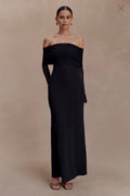 Meshki Josie Off Shoulder Mesh Maxi Dress - Black | Size XS | RRP $130