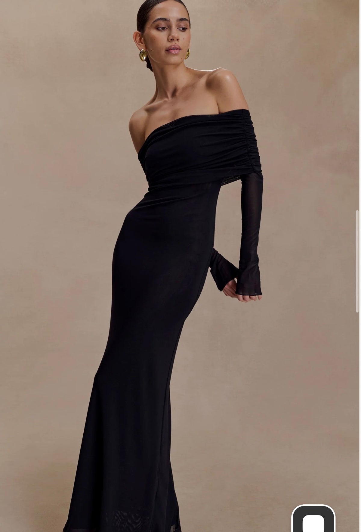 Meshki Josie Off Shoulder Mesh Maxi Dress - Black | Size XS | RRP $130