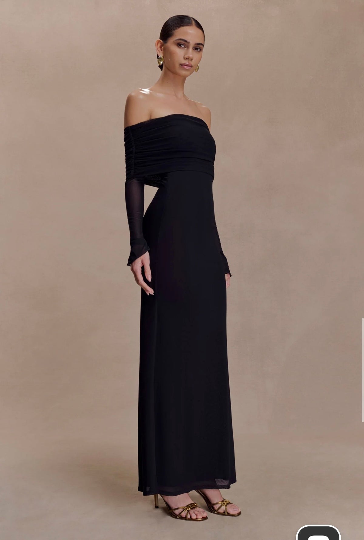 Meshki Josie Off Shoulder Mesh Maxi Dress - Black | Size XS | RRP $130