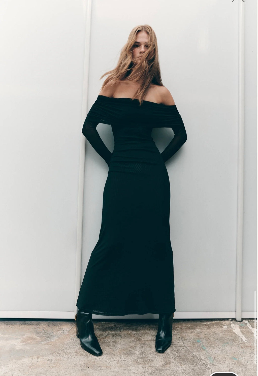 Meshki Josie Off Shoulder Mesh Maxi Dress - Black | Size XS | RRP $130